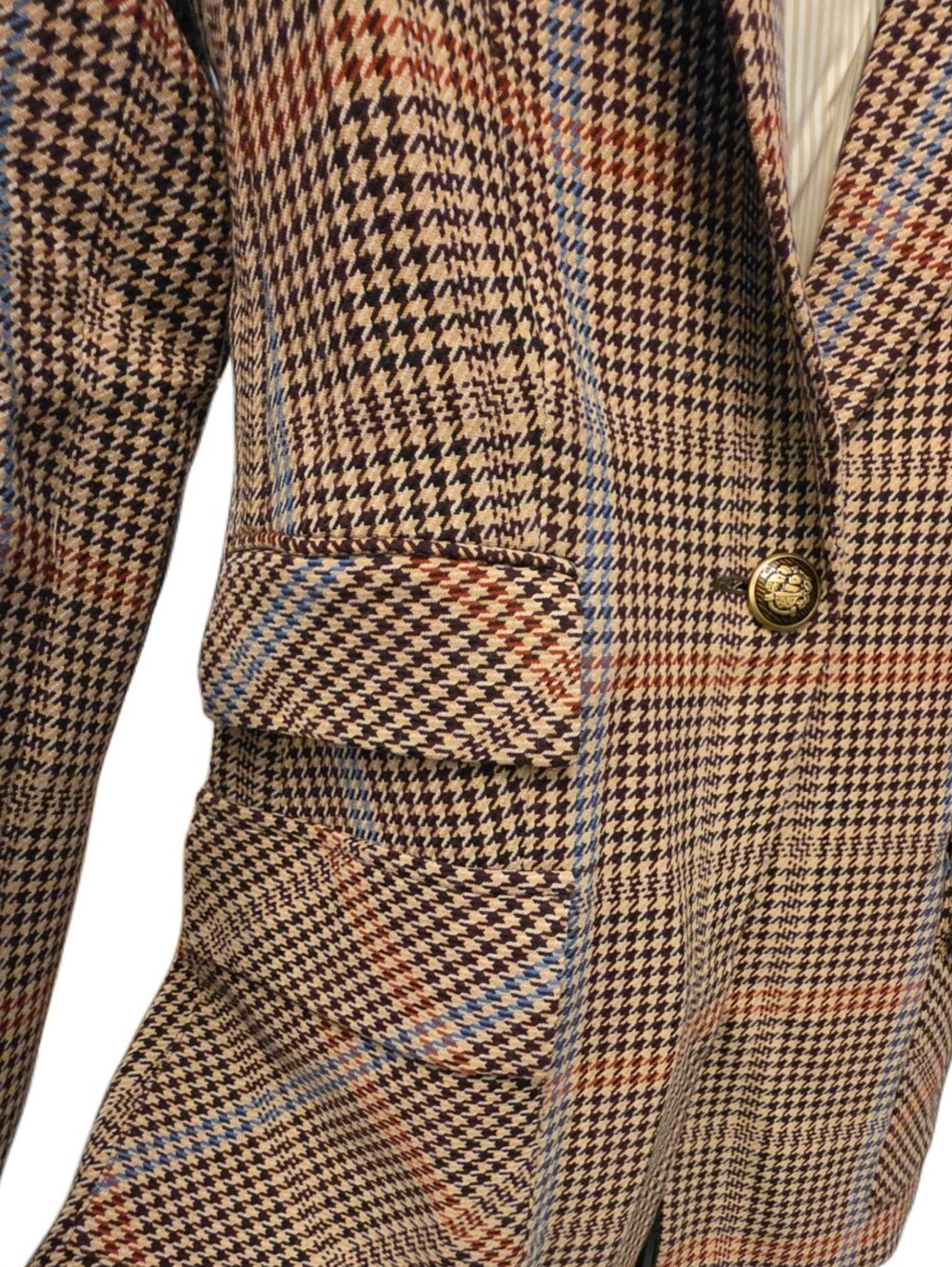 VERONICA BEARD Destry Dickey Houndstooth Checked Tweed Blazer In Chicory Multi - Picture 6 of 16